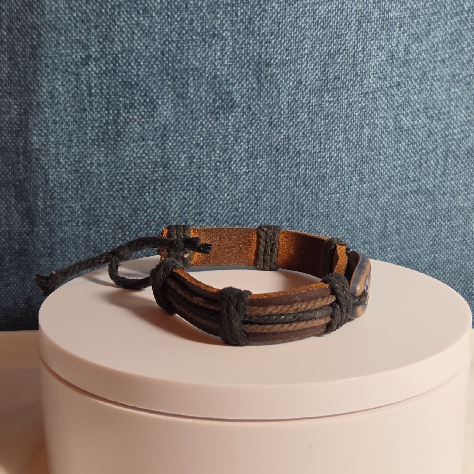 Leather Hemp Tribal Wrap Bracelet