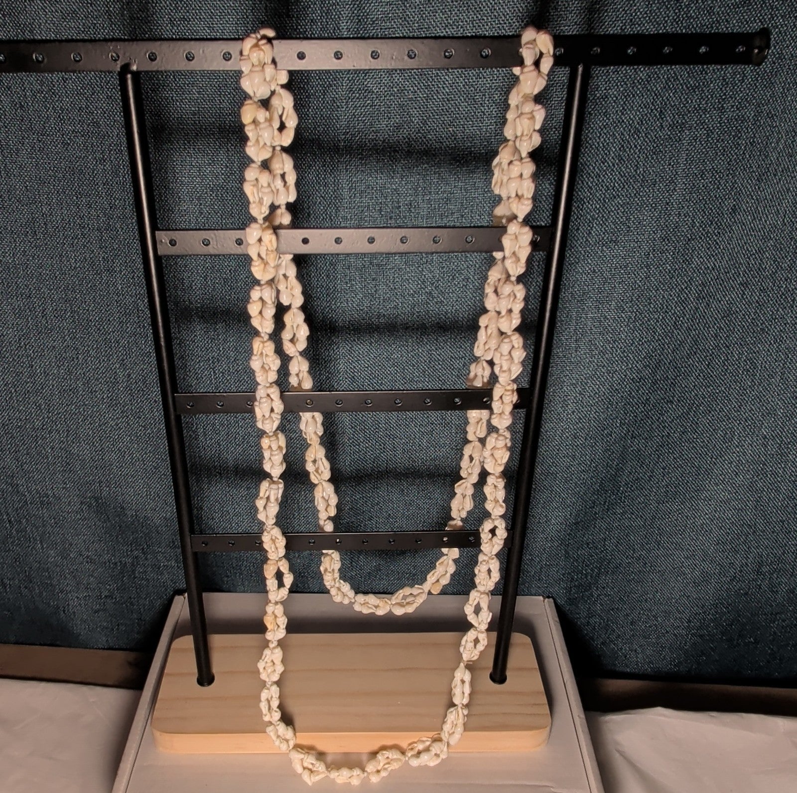 Hawaiian Woven Shell Lei Long Necklace Boho Beach