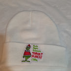 Custom Grinch Throat Punch White Knit Beanie Funny Holiday Hat Brand