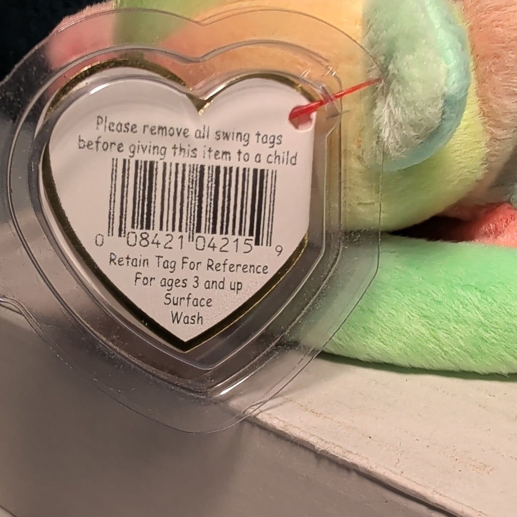 Sammy TY Beanie Baby 1999 Retired Tie-Dyed Multicolor Bear w/ Protector