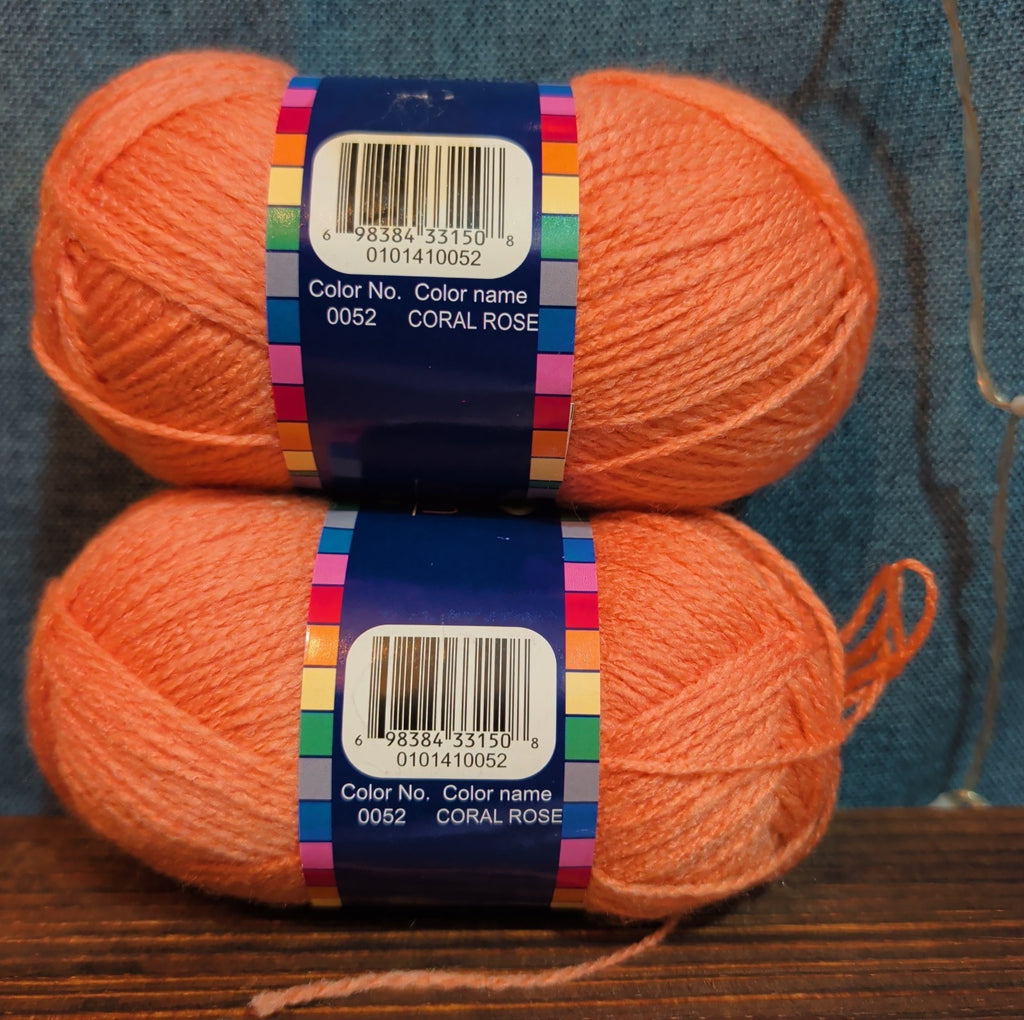 Herrschners Afghan Yarn 2 Ply Coral Rose Acrylic 2 Skein
