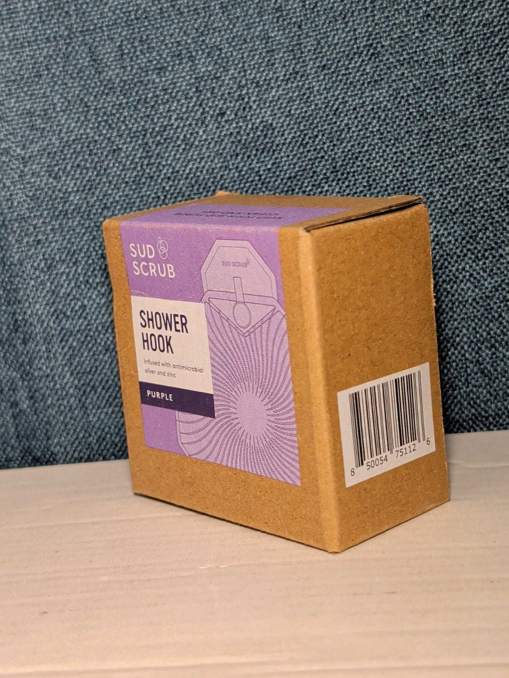 NEW Sud Scrub Antimicrobial Shower Hook Purple | Adhesive Rust-Resistant Holder