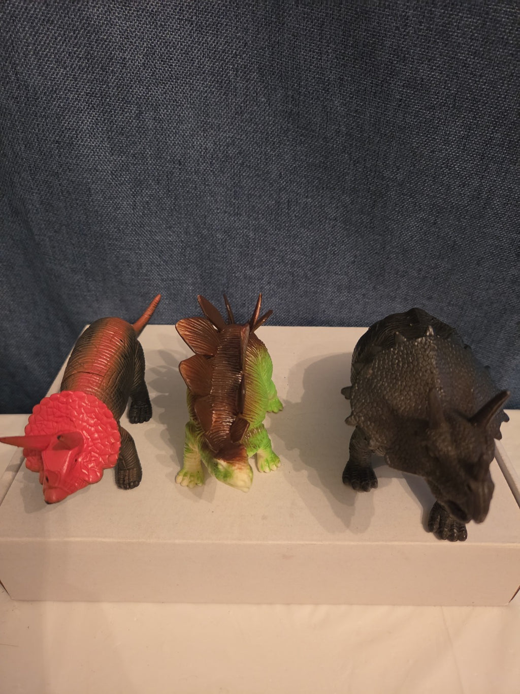 Dinosaur Toy Figures Lot of 3 Triceratops Stegosaurus Vintage Plastic Toy