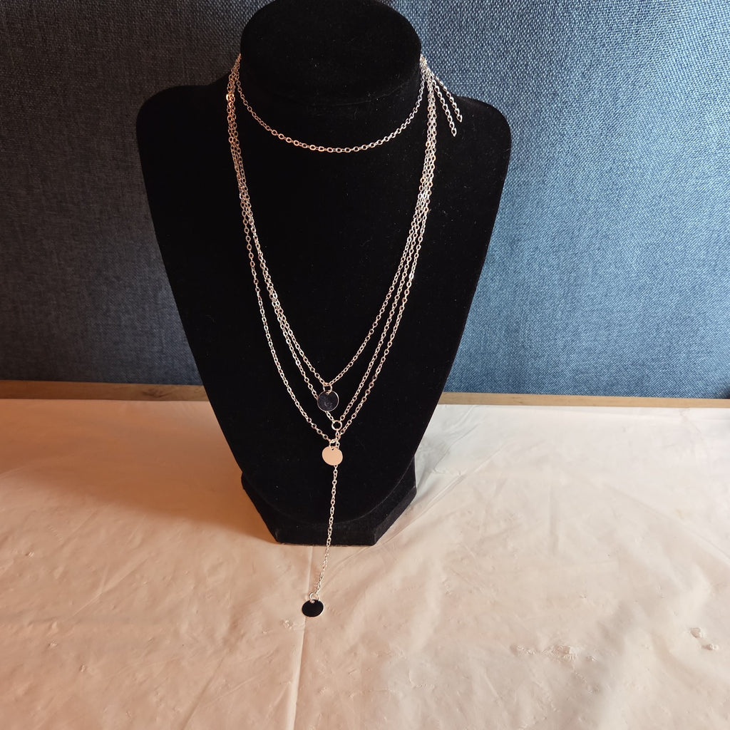 Fashion Silver Tone Multi Tier Lariat Disc Necklace Boho NIP X002Q3ZYJ