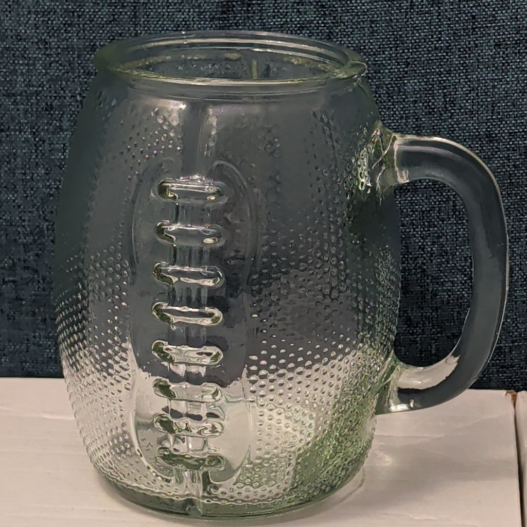 Home Essentials FOOTBALL Glass Mug XL 36 oz Textured Pigskin Beer Stein Gameday