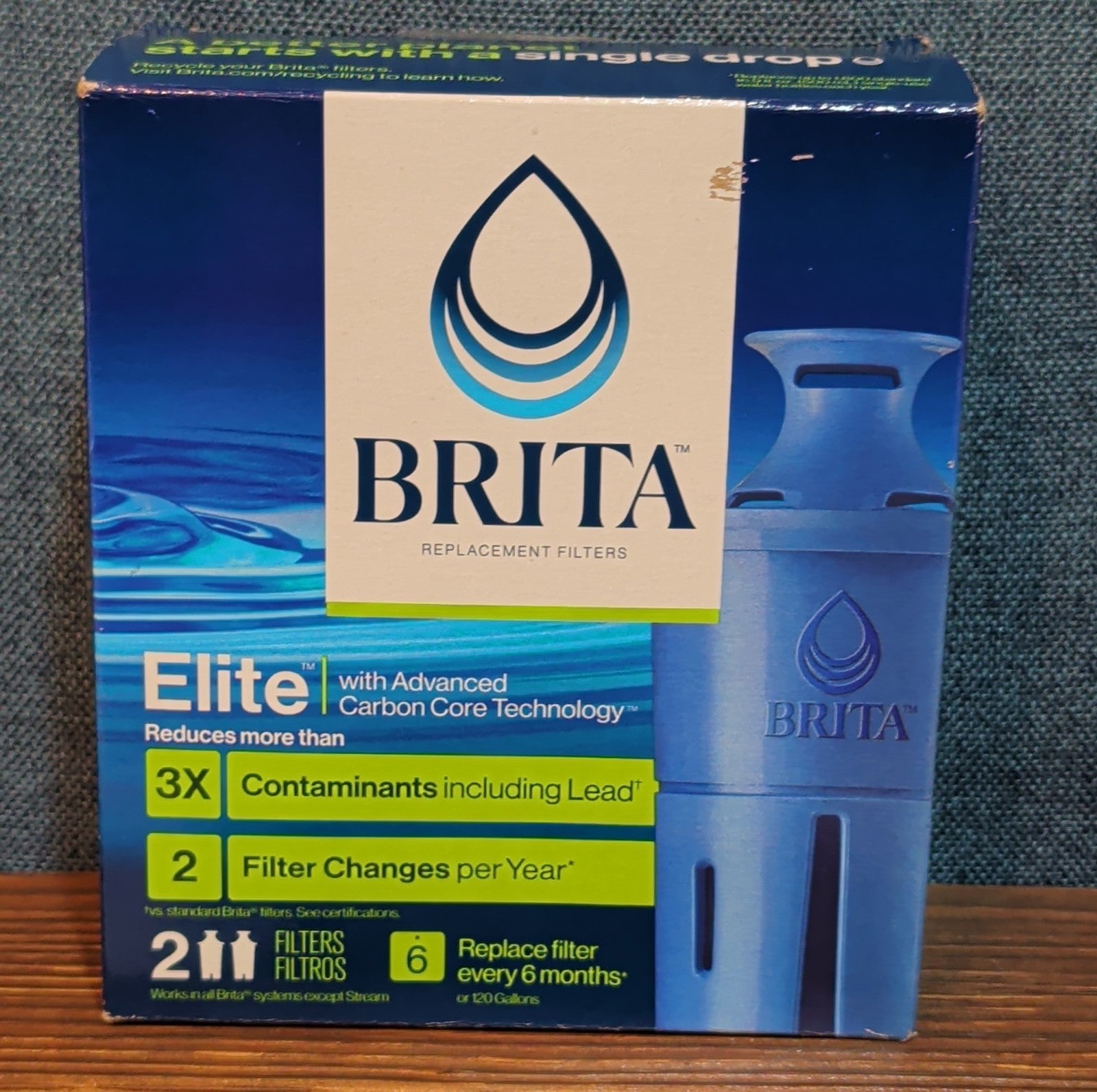 Brita Elite Replacement Water Pitcher Filters 2 Count Pack NIB 6 Month