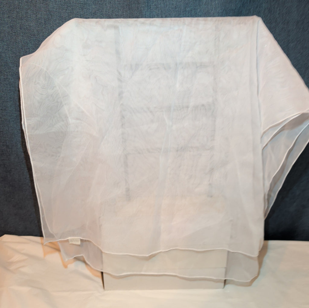 White Chiffon Evening Shawl Wrap Capelet Bridal Pre-Owned 67x21