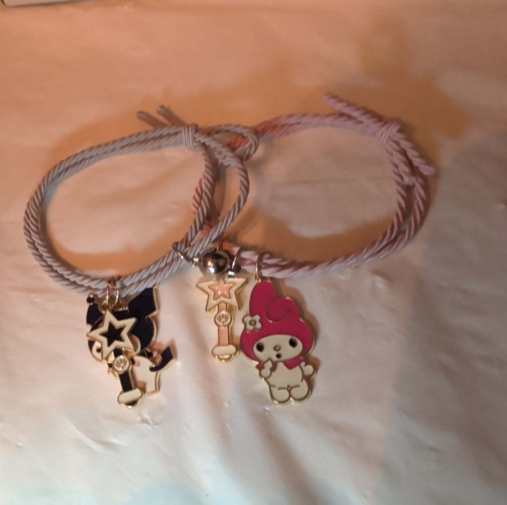 Kuromi My Melody Magnetic Friendship Bracelet Set Enamel Kawaii Y2K  OS