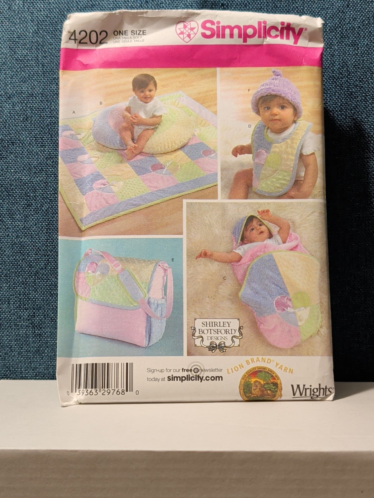 Simplicity 4202 Baby Accessories Pattern Quilt Diaper Bag Bib Wrap UNCUT 2006
