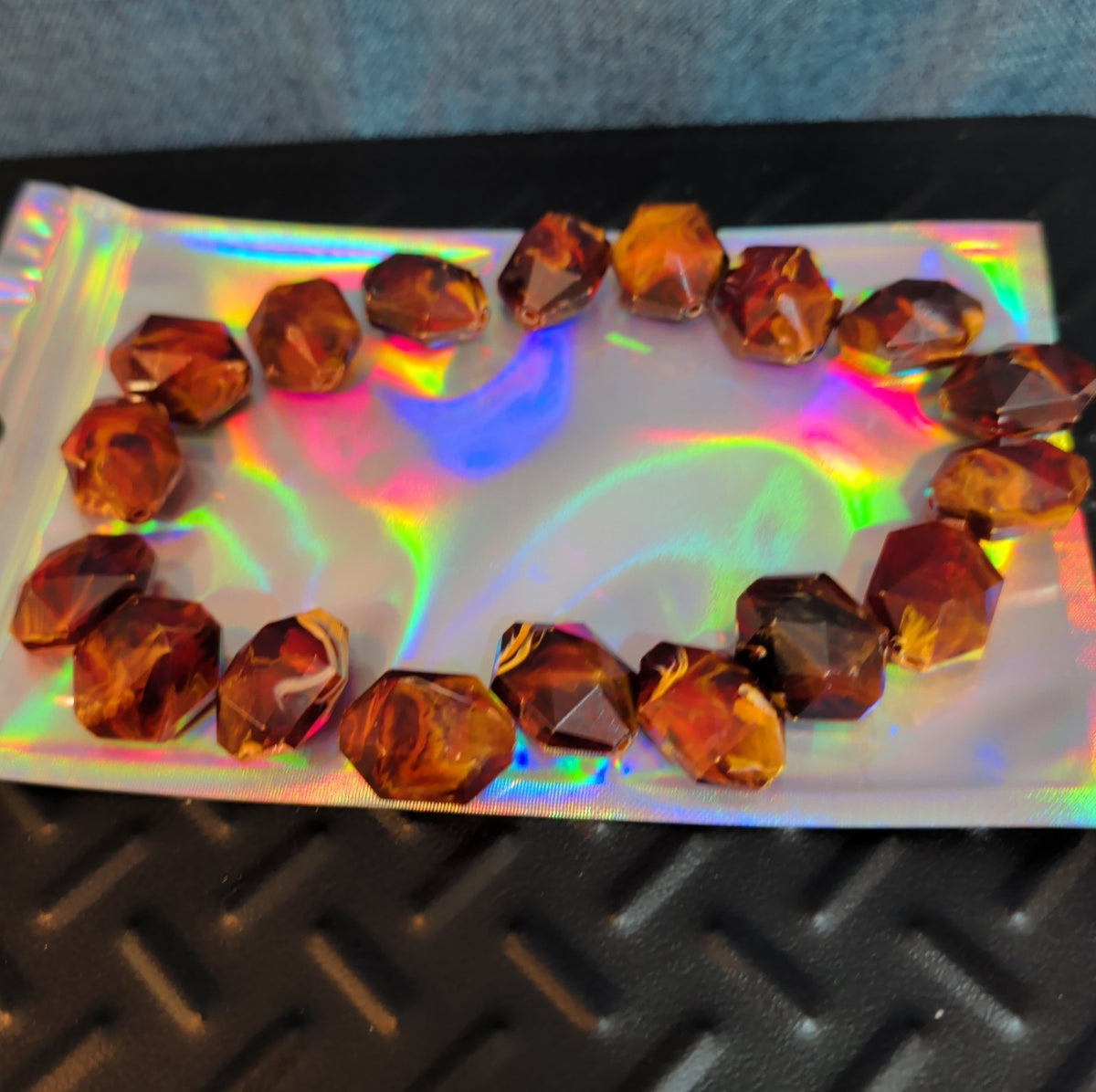 18 Baroque Pre-Drilled Faceted Tortoise Plastic Beads 3oz Craft Lot