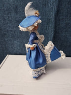 Vintage Brussels Souvenir Doll | 6" Belgium Blue Dress | "Bruxelles" Lace Apron
