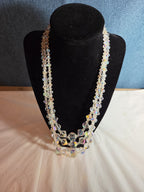 Triple Strand AB Crystal Iridescent Vintage Glam