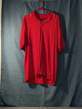 Greg Norman Collection Men's L 100% Cotton Red White Stripe Golf Polo Shark Logo