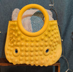 Large Yellow Pop Fidget Toy Silicone Handbag Tote Blue Eyes Kidcore