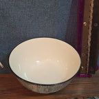 Royal Norfolk Set 3 Ceramic Bowls 6" Black White Dashed Swirl