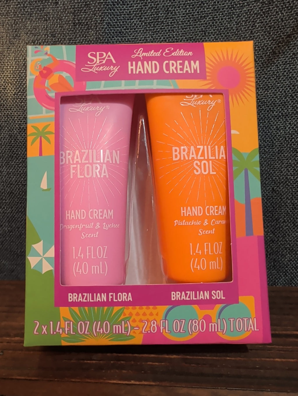 Spa Luxury Brazilian Sol Flora Hand Cream Duo Pistachio Lychee NIB