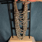 Multi Strand Silver Tone Beaded Statement Necklace Glam