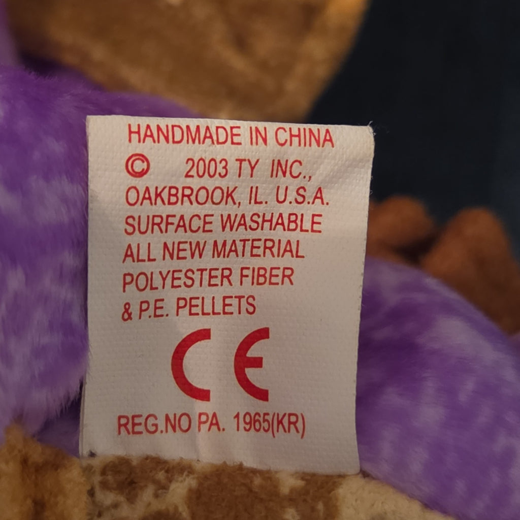 Ty Beanie Baby Legend Purple Dragon Plush Gold Wings 2003