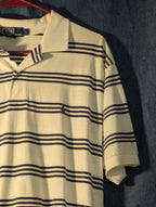 Vintage 90s Polo Ralph Lauren Shirt Men's Large Cream Navy Stripe 