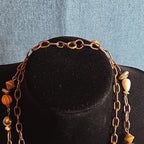 Earth Tone Bead Coppertone Chain Necklace Boho 70s Vibe