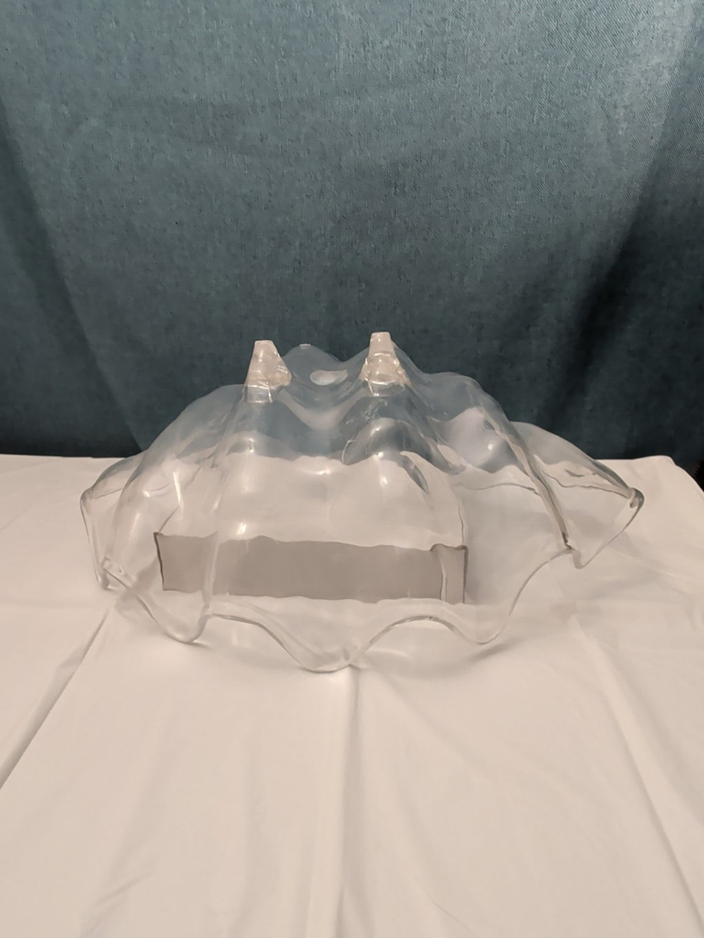 Large Acrylic Clam Shell Serving Bowl 18" Wavy Scalloped Beach House Centerpiece