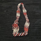Multi-Strand Seed Bead Twisted Necklace Red Black Boho EUC