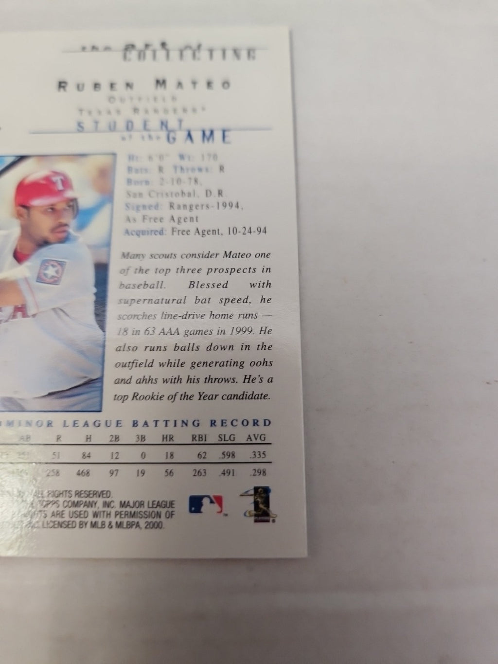 2000 Topps Gallery - Students of the Game Ruben Mateo #132