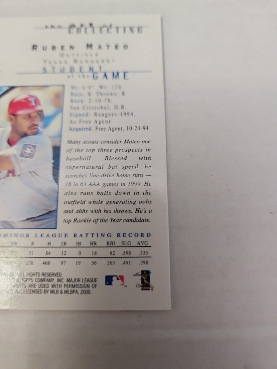 2000 Topps Gallery - Students of the Game Ruben Mateo #132