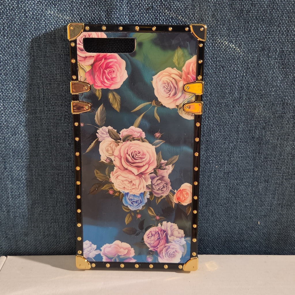 Luxury Trunk Rose Phone Case Gold Rivet Retro Cover