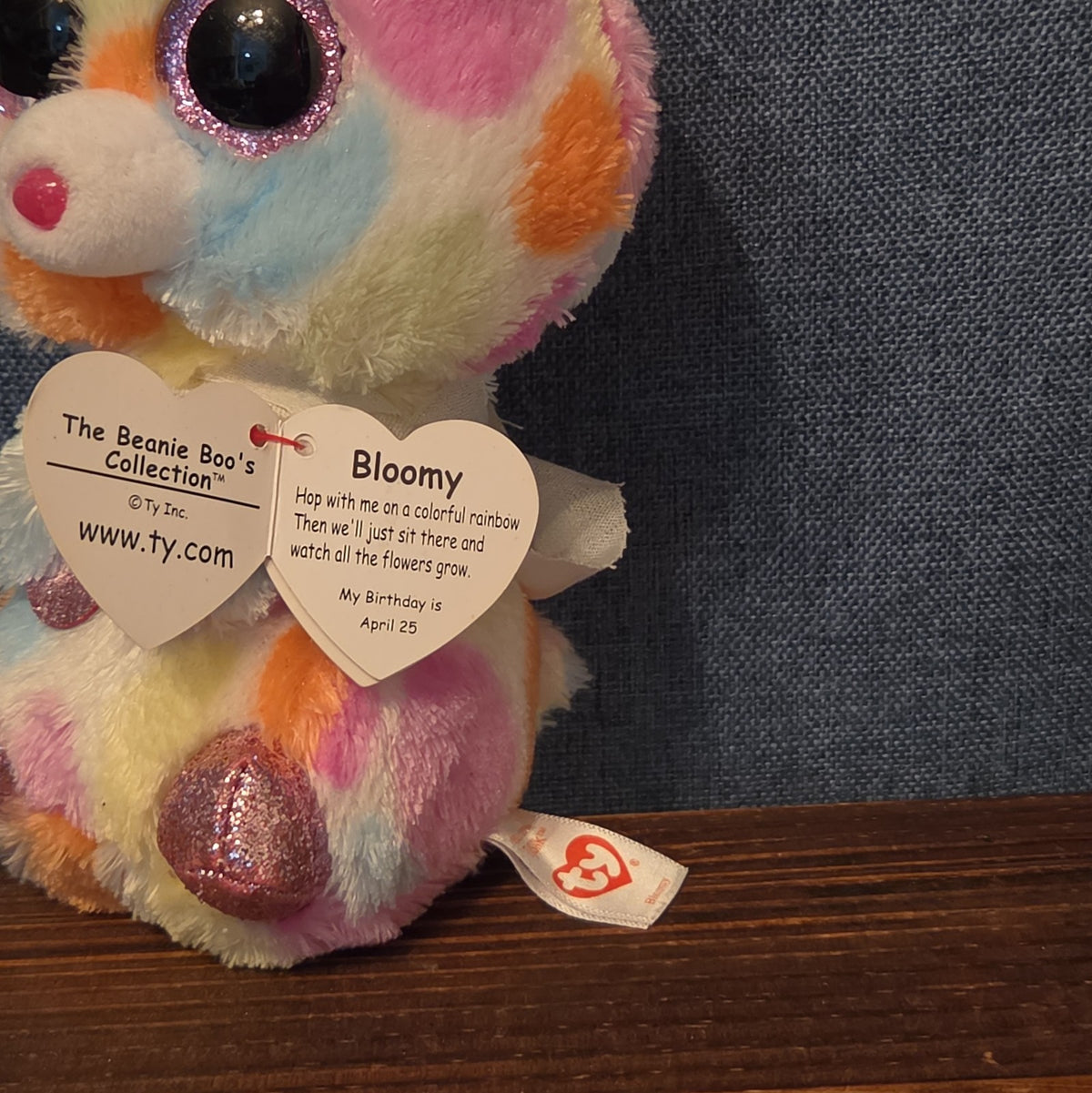 Ty Beanie Boos Bloomy Pastel Bunny Plush 6" Glitter Eyes Easter Bunny
