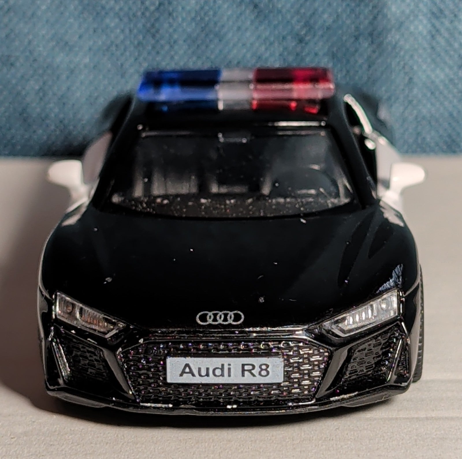 RMZ City Audi R8 Police Car 1/36 Diecast Pull Back Opening Doors PreOwned