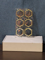 Set of 6 Modern Gold Hexagon Napkin Rings | Metal Geometric Table Decor | NEW