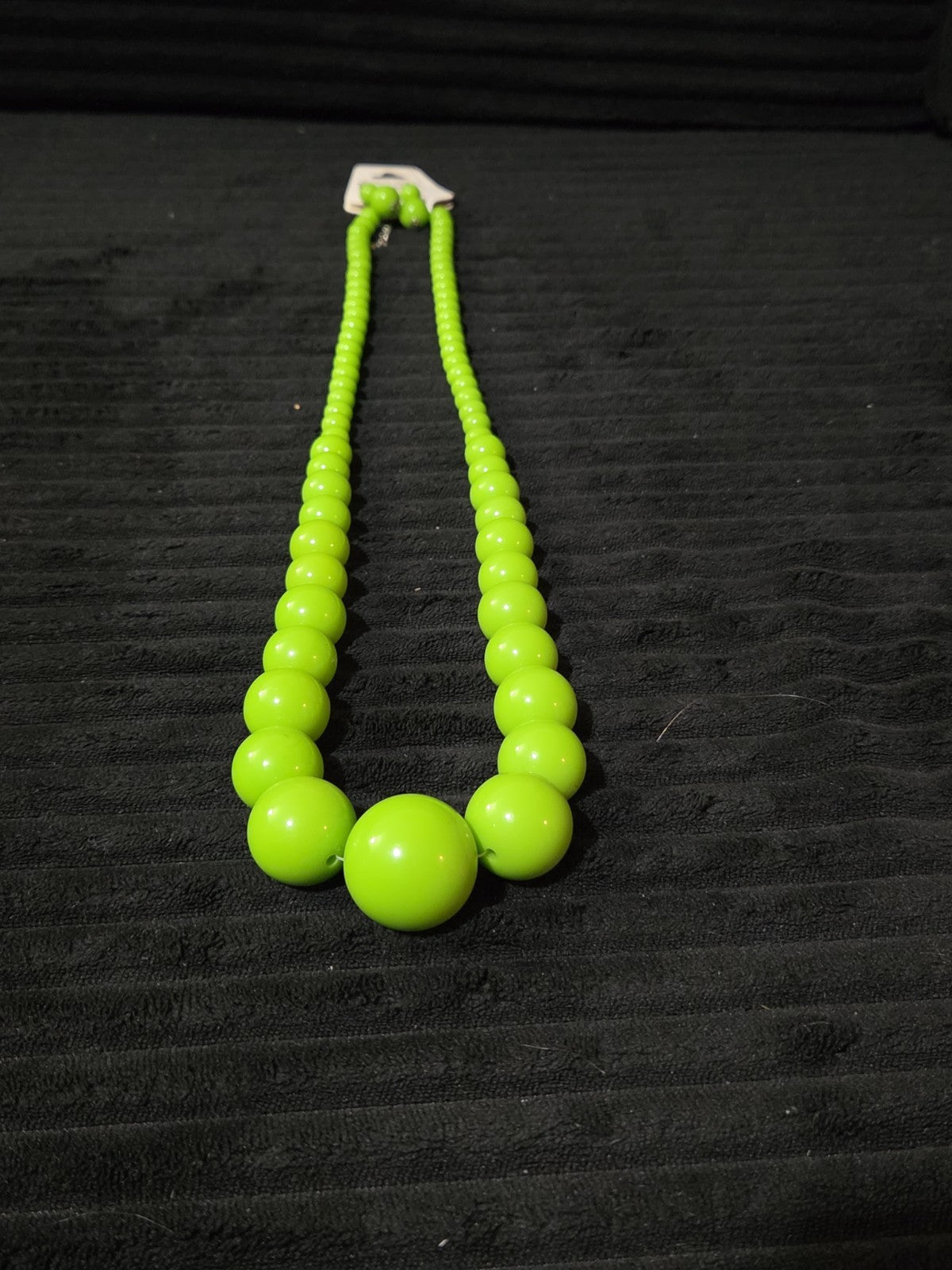 Chunky Bubblegum Bead Necklace Earring Set Green Retro New On Card