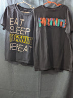 Set Of 2 Fortnite Boys T-Shirts Size L (10-12) Black Graphic Tees Gamer Shirts