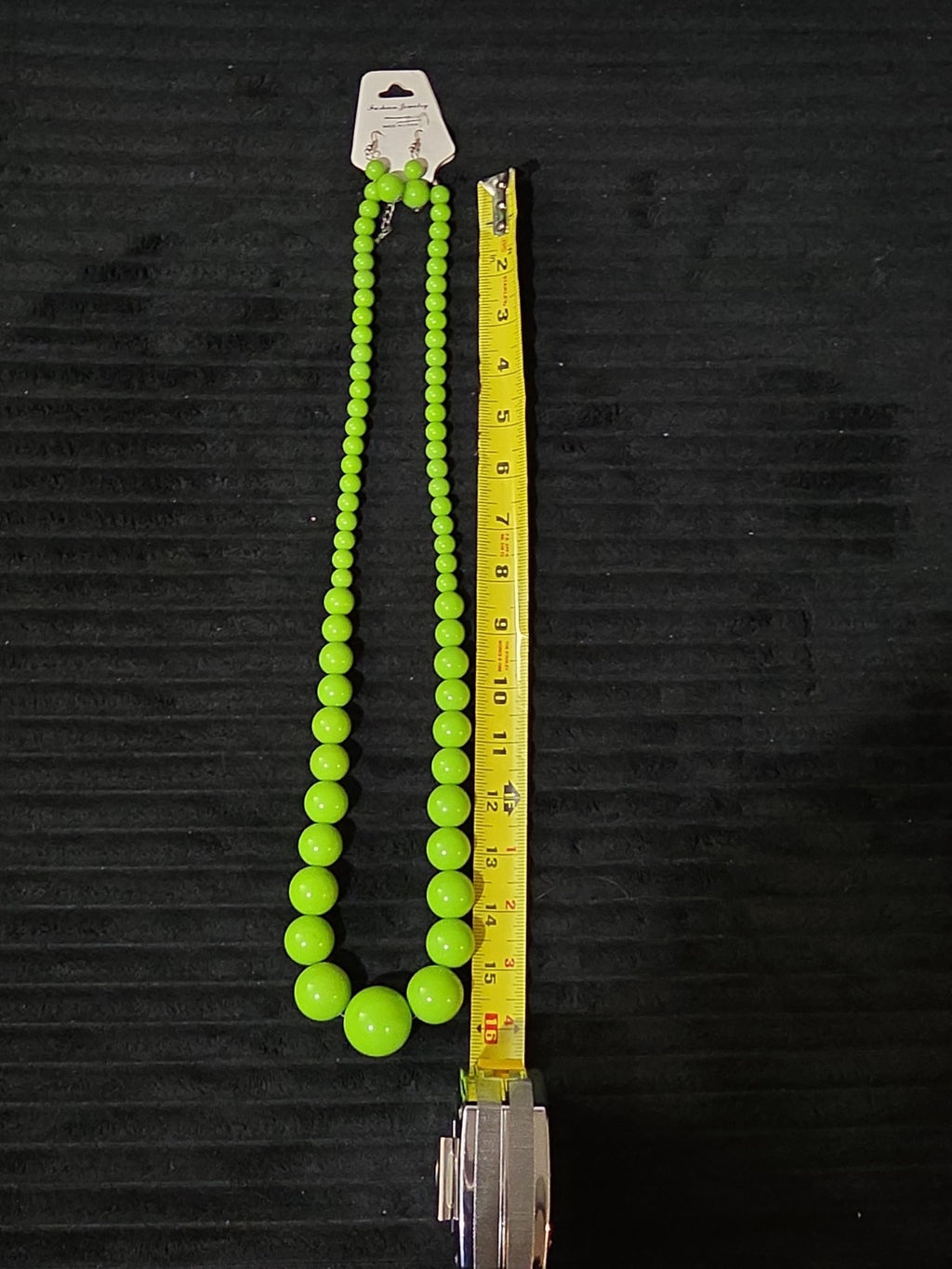 Chunky Bubblegum Bead Necklace Earring Set Green Retro New On Card