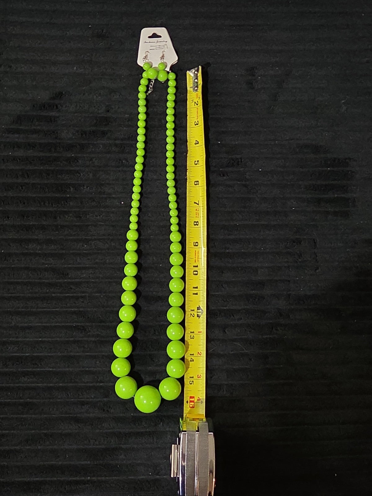 Chunky Bubblegum Bead Necklace Earring Set Green Retro New On Card