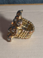 Sarah Coventry Pearl Rhinestone Flower Ring Vintage  Adjustable