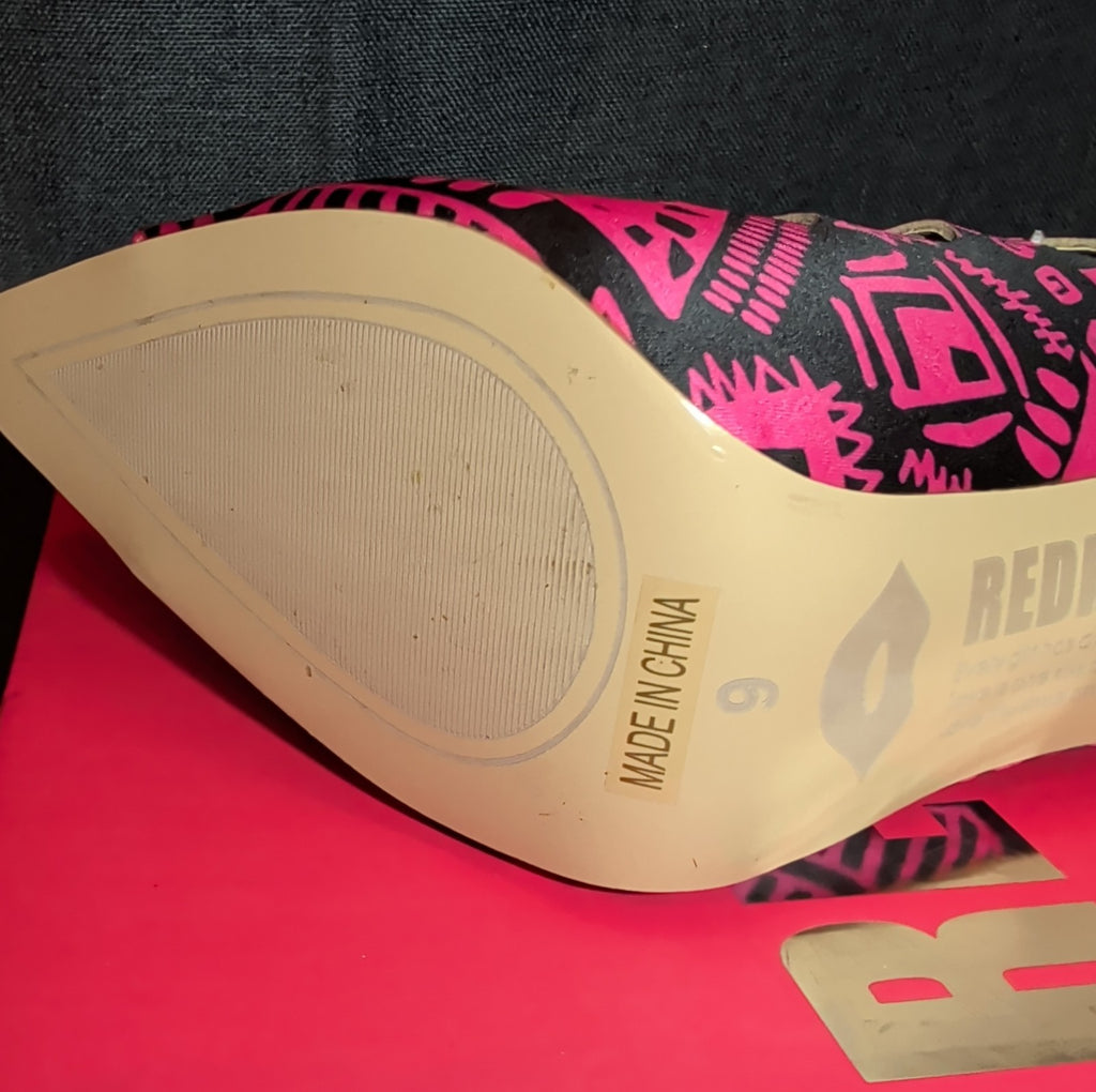 RedKiss Summerdance High Heels Size 9 Pink Black Caged Booties Stiletto Boxed