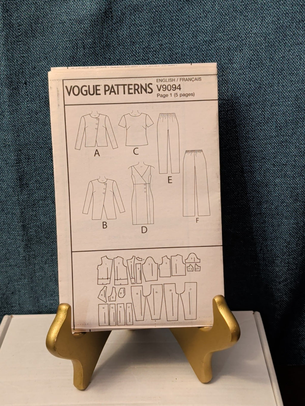 UNCUT Vogue V9094 (VP954) Pattern Asymmetrical Jacket Dress Pants Wardrobe 16-24