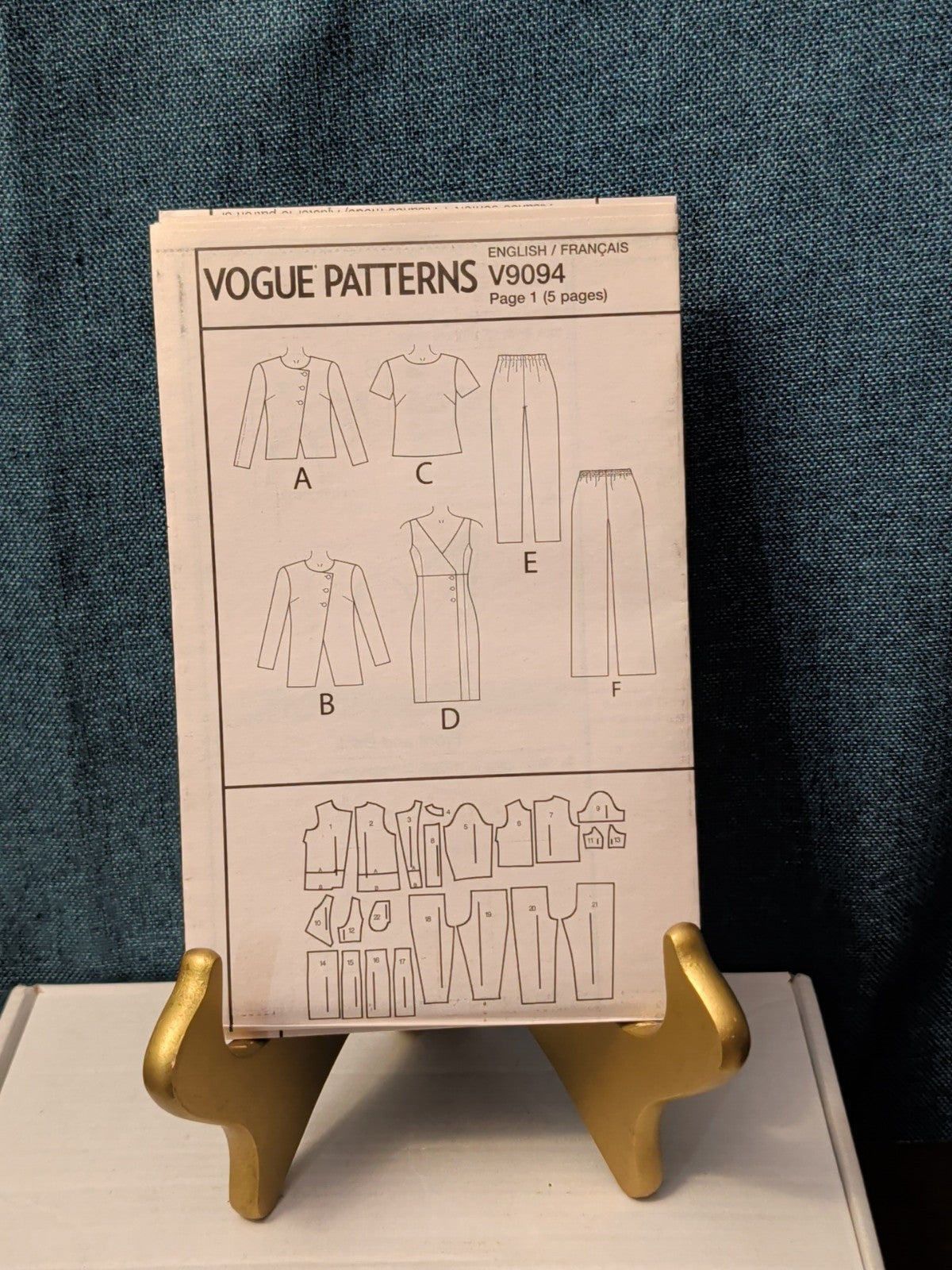 UNCUT Vogue V9094 (VP954) Pattern Asymmetrical Jacket Dress Pants Wardrobe 16-24