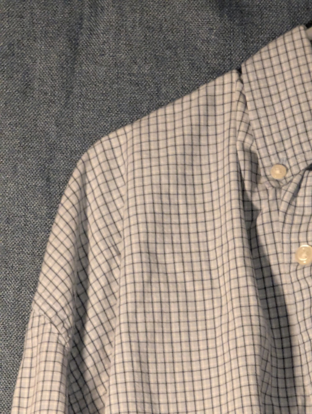 Old Navy Button Down Shirt Men's Large Blue White Grid Check Casual Cotton