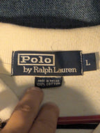 Vintage 90s Polo Ralph Lauren Shirt Men's Large Cream Navy Stripe 