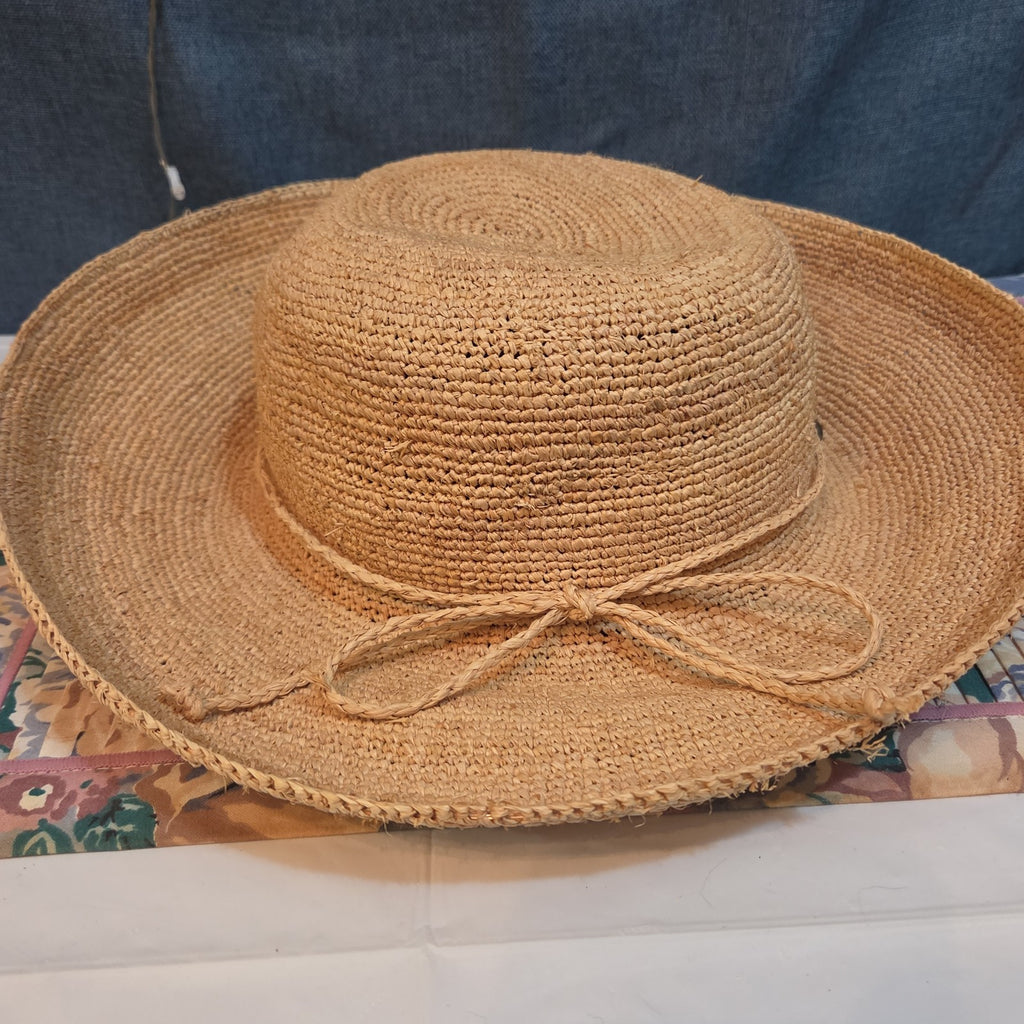 Scala 100% Raffia Wide Brim Sun Hat Natural Straw Summer Beach