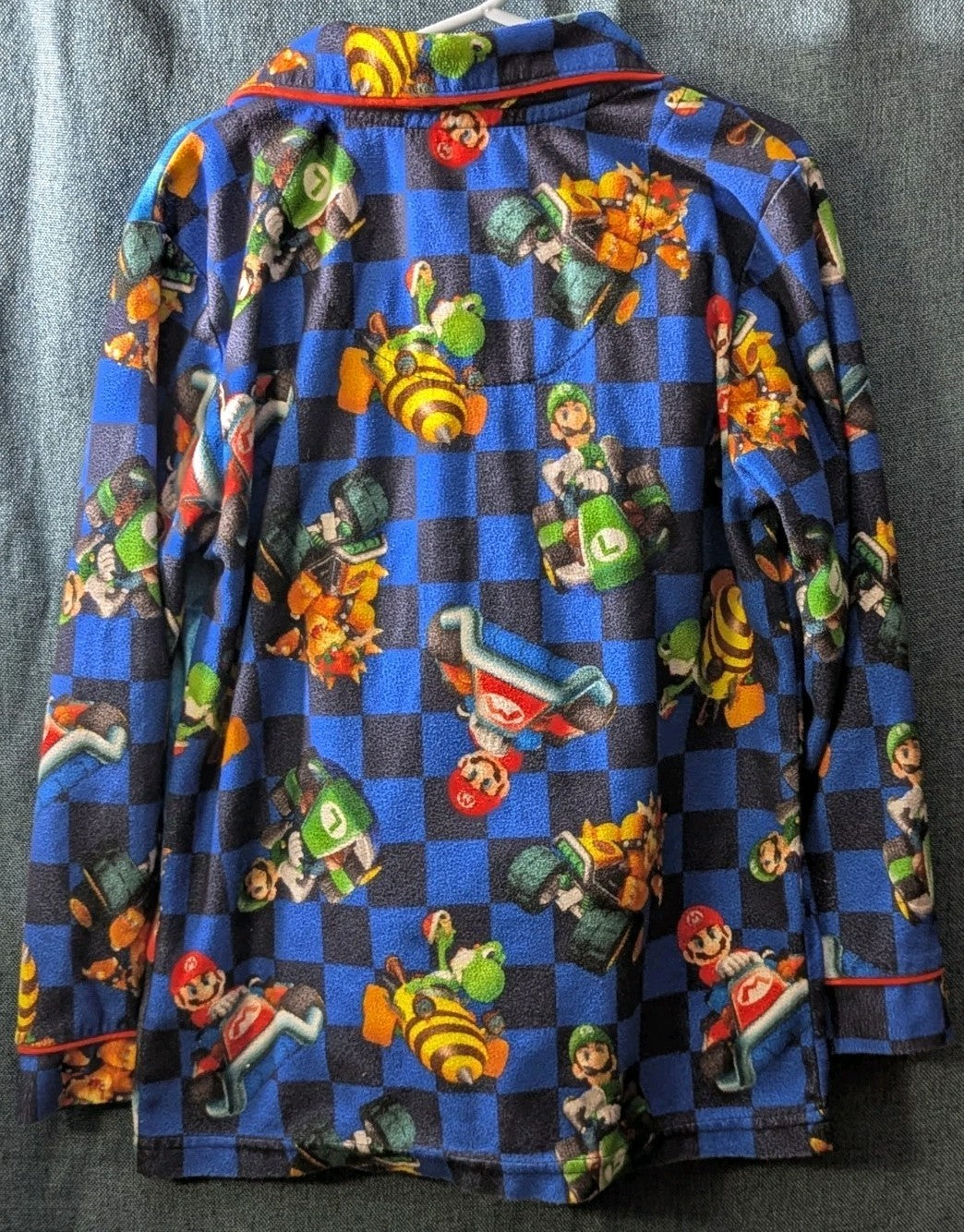 Nintendo Mario Kart Pajama Set Boys Size 6/7 Fleece Button Down 2-Piece PJs