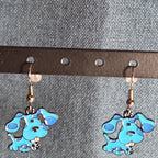 Blue Paw Print Dangle Earrings Cute Pet Lover Enamel Hook Drop Jewelry