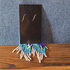 Boho Celestial Moon Seed Bead Fringe Dangle Earrings
