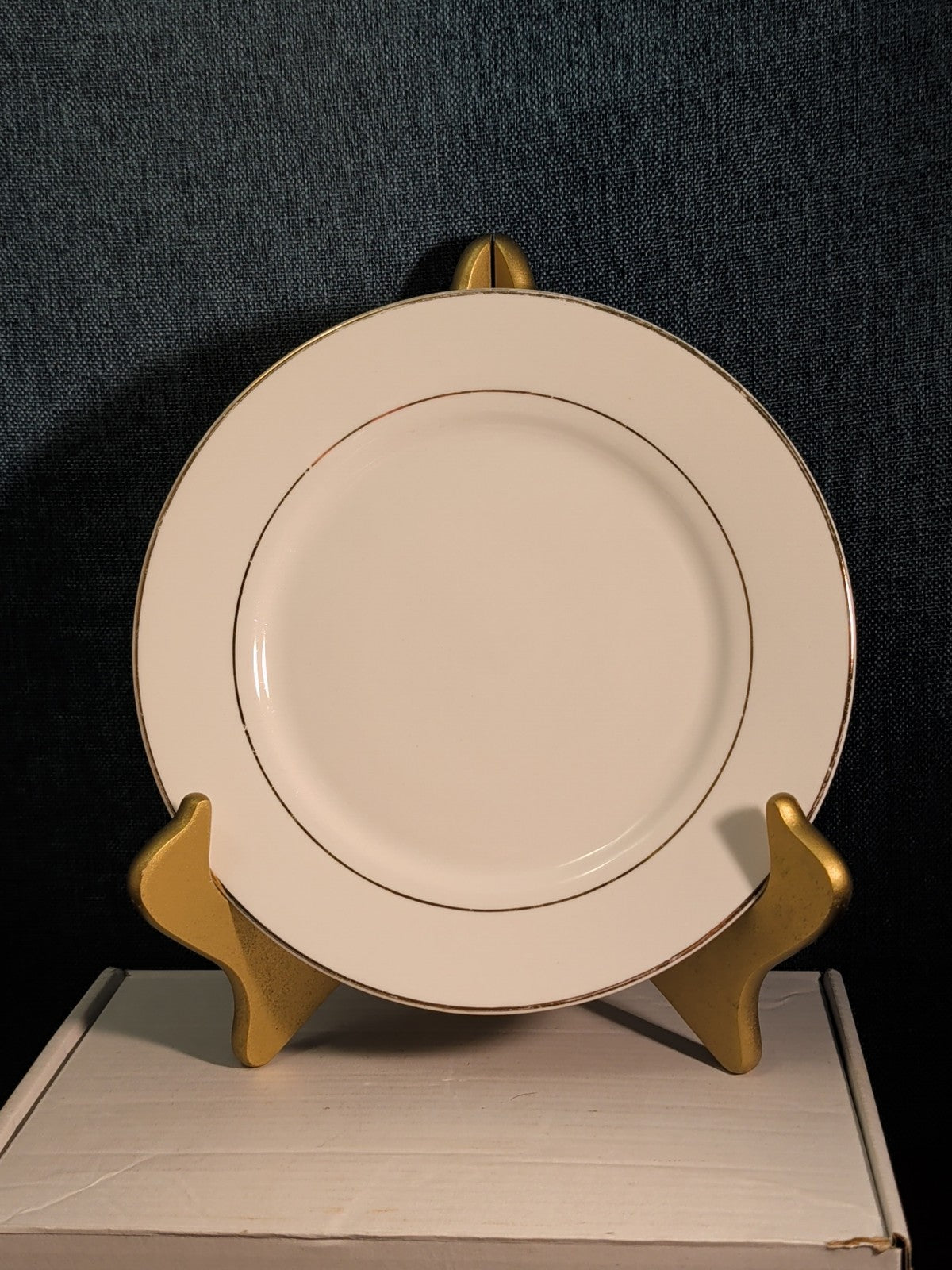 Home Essentials China Salad Plate White with Gold Rim Elegant Replacement