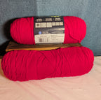 Red Heart Super Saver Cherry Red Yarn Lot 2 Skeins Worsted E300 New & Used