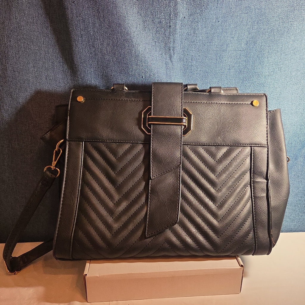Satchel Chevron Quilted Faux Leather Purse Tote Classic Vibe