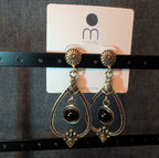 Melody Boho Western Dangle Earrings Gold Tone Black Bead Vintage Vibe